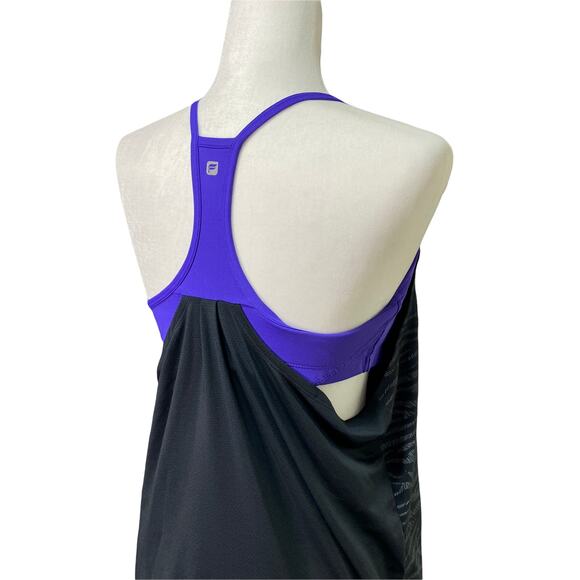 FABLETICS | sz S Women's Black/Purple Zebra/Solid Layer Bra Padded Norwalk Tank - Picture 3 of 5